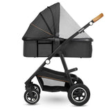 Carucior 3 in 1, Lionelo, Amber, Cadru aluminiu, Cu landou intarit si salteluta moale, Cu scoica auto testata ADAC, Reversibil, Cu accesorii, Geanta parinti, Pana la 22 kg, Gri Inchis