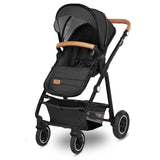 Carucior 3 in 1, Lionelo, Amber, Cadru aluminiu, Cu landou intarit si salteluta moale, Cu scoica auto testata ADAC, Reversibil, Cu accesorii, Geanta parinti, Pana la 22 kg, Gri Inchis