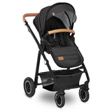 Carucior 3 in 1, Lionelo, Amber, Cadru aluminiu, Cu landou intarit si salteluta moale, Cu scoica auto testata ADAC, Reversibil, Cu accesorii, Geanta parinti, Pana la 22 kg, Gri Inchis