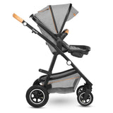 Carucior 3 in 1 Lionelo Amber, Cadru din aluminiu, Landou confortabil, Scaun auto testat ADAC, Accesorii incluse, Geanta parinti, pana la 22 kg, Certificat EN1888, Gri Deschis