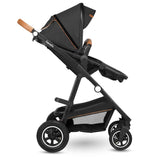 Carucior 3 in 1, Lionelo, Amber, Cadru aluminiu, Cu landou intarit si salteluta moale, Cu scoica auto testata ADAC, Reversibil, Cu accesorii, Geanta parinti, Pana la 22 kg, Gri Inchis