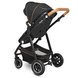 Carucior 3 in 1, Lionelo, Amber, Cadru aluminiu, Cu landou intarit si salteluta moale, Cu scoica auto testata ADAC, Reversibil, Cu accesorii, Geanta parinti, Pana la 22 kg, Gri Inchis