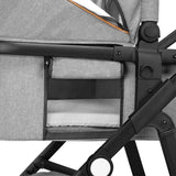Carucior 3 in 1 Lionelo Amber, Cadru din aluminiu, Landou confortabil, Scaun auto testat ADAC, Accesorii incluse, Geanta parinti, pana la 22 kg, Certificat EN1888, Gri Deschis