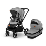 Carucior 2 in 1, Lionelo, Mika, Cadru din aluminiu, Cu landou intarit si salteluta moale, Reversibil, Maner ajustabil, Plasa de tantari, Husa de ploaie, de picioare, 22 kg, Conform cu standardele europene de securitate EN1888-1 EN1888-2, EN1466, Gri