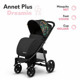 Carucior sport, Lionelo, Annet Plus Dreamin\', Editie limitata, De la nastere, Cu accesorii, 0 - 22 Kg, Conform cu standardele europene de securitate EN1888-1 si EN1888-2, Negru