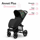 Carucior sport, Lionelo, Annet Plus Dreamin\', Editie limitata, De la nastere, Cu accesorii, 0 - 22 Kg, Conform cu standardele europene de securitate EN1888-1 si EN1888-2, Negru