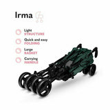 Lionelo - Carucior sport Irma, Cu husa de picioare, Cu plasa de tantari, Conform cu standardul european de securitate EN1888-1, Verde Inchis, Resigilat