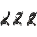 Carucior sport, Lionelo, Julie One, De la nastere, Greutate redusa, Cu accesorii, Cadru din aluminiu, 0-22 kg, Pliere compacta pentru avion, Conform cu standardele europene de securitate EN1888-1 si EN1888-2, Negru/Auriu