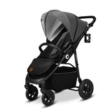Carucior sport, Lionelo, Natt, De la nastere, Cu accesorii si capotina XXL reglabila, 0 - 22 kg, Conform cu standardele europene de securitate EN1888-1, EN1888-2, Gri
