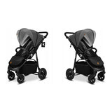 Carucior sport, Lionelo, Natt, De la nastere, Cu accesorii si capotina XXL reglabila, 0 - 22 kg, Conform cu standardele europene de securitate EN1888-1, EN1888-2, Gri