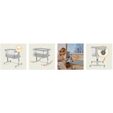 Patut co-sleeper, Lionelo, Aurora, 3 in 1, Cu leganare si setare unghiulara, Include saltea cu densitate T25 si geanta transport, Reglabil in 5 pozitii, Pana la 9 kg, 0 luni+, 85x60x66 cm, Certificari EN 1130:2019+AC:2020, EN 16890:2, Gri deschis