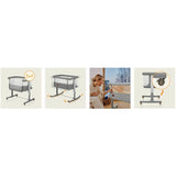 Patut co-sleeper, Lionelo, Aurora, 3 in 1, Cu leganare si setare unghiulara, Include saltea cu densitate T25 si geanta transport, Reglabil in 5 pozitii pe inaltime, Pana la 9 kg, 0 luni+, 85x60x66 cm, Conform cu EN 1130:2019+AC:2020, EN 16890:2, Gri