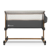 Patut co-sleeper, Lionelo, Leonie, Cu sistem de leganare, Cu setare unghiulara, Reglabil in 5 pozitii pe inaltime, Conform cu standardele europeane de securitate EN1130 si EN16890, Grey Stone