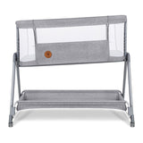 Patut co-sleeper, Lionelo, Luna, 2 in 1, Cu laterala culisanta, Cu setare unghiulara, Cu roti, Reglabil in 6 pozitii pe inaltime, Gri deschis