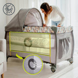 Patut pliant, Lionelo, Sven Plus, 120x60 cm, Cu doua nivele, Cu arcada jucarii, masuta de infasat, vibratii, melodii, conform cu standardele europeane de securitate EN716 si EN12221, Grey