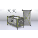 Patut pliant, Lionelo, Sven Plus, 120x60 cm, Cu doua nivele, Cu arcada jucarii, masuta de infasat, vibratii, melodii, conform cu standardele europeane de securitate EN716 si EN12221, Grey