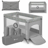 Patut pliant, Lionelo, Stefi, Cu un nivel, Cu intrare laterala cu fermoar, 2 roti, 120x60 cm, Conform cu standardul european de securitate EN 716, Grey