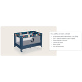 Patut pliant, Lionelo, Stefi, Cu un nivel, Cu intrare laterala cu fermoar, 2 roti, 120x60 cm, Conform cu standardul european de securitate EN 716, Blue Navy