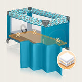 Patut pliant, Lionelo, Stefi, Cu un nivel, Cu intrare laterala cu fermoar, 2 roti, 120x60 cm, Conform cu standardul european de securitate EN 716, Turquoise
