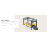 Patut pliant, Lionelo, Stefi, Cu un nivel, Cu intrare laterala cu fermoar, 2 roti, 120x60 cm, Conform cu standardul european de securitate EN 716, Yellow Lemon