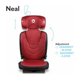 Scaun auto i-Size, Lionelo, Neal, Spatar reglabil in 3 pozitii, Tetiera in 14 pozitii, Suport sticla inclus, 15-36 Kg, 100-150 cm, Cu Isofix, Conform ECE R129, Rosu