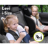 Scaun auto, Lionelo, Levi One i-Size, Universal, Instalare FWF, Cu tetiera reglabila in 10 pozitii, Cu spatar detasabil, 76-150 cm, Conform cu R129, Gri