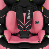 Scaun auto, Lionelo, Levi One i-Size, Universal, Instalare FWF, Cu tetiera reglabila in 10 pozitii, Cu spatar detasabil, 76-150 cm, Conform cu R129, Roz