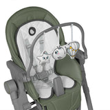 Scaun de masa, Lionelo, Cora Plus, Multifunctional, Reglabil in 4 pozitii pe inaltime, Spatar reglabil in 3 pozitii, Cu bara de jucarii, Pliabil, Conform cu standardul european de securitate EN14988, Verde