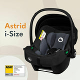 Scoica auto, Lionelo, i-Size Astrid, 0-13 Kg, 40-87 cm, Cu maner si capotina reglabile, Cu protectie laterala avansata, Salteluta confortabila, Testat ADAC, Conform cu standardul european de securitate R129, Negru/Gri