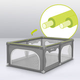 Tarc de joaca copii, Lionelo, Willow, 127 x 187 cm, Pliere compacta, Include geanta de transport, Din plasa, Cu doua intrari laterale si fermoar, Cu ventuze pentru stabilitate, Conform cu EN 12227:2010, Gri