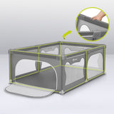 Tarc de joaca copii, Lionelo, Willow, 127 x 187 cm, Pliere compacta, Include geanta de transport, Din plasa, Cu doua intrari laterale si fermoar, Cu ventuze pentru stabilitate, Conform cu EN 12227:2010, Gri