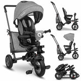 Tricicleta copii, Lionelo, Tris, Ultrapliabila, Multifunctionala, Mecanism de pedalare libera, Suport picioare, Control al directiei, Scaun reversibil, Rotire 360 grade, Conform cu standardul europeane de securitate EN71, Gri