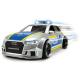 Masina de politie Dickie Toys Audi RS3 1:32 15 cm cu lumini, sunete si accesorii