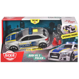 Masina de politie Dickie Toys Audi RS3 1:32 15 cm cu lumini, sunete si accesorii