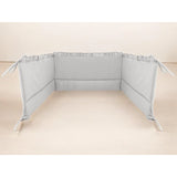 Aparatoare pentru patut, MimiNu, Cu volanase, Din bumbac certificat Oeko Tex Standard 100, 180x30 cm, Cu panglici, Colectia Royal,Grey