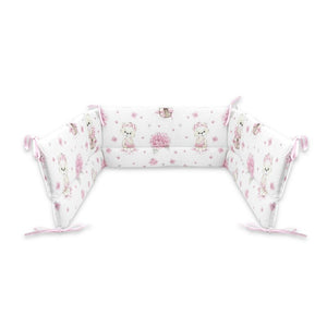 Aparatoare pentru patut, MimiNu, Din bumbac certificat Oeko Tex Standard 100, 180x30 cm, Cu panglici, Design, Pink Ballerina