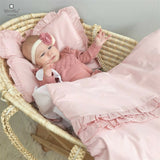 Aparatoare pentru patut, MimiNu, Tip rulou, Cu husa detasabila, Lungime 180 cm, Din bumbac certificat Oeko Tex Standard 100, Colectia Royal, Powder Pink
