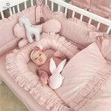 Aparatoare pentru patut, MimiNu, Tip rulou, Cu husa detasabila, Lungime 180 cm, Din bumbac certificat Oeko Tex Standard 100, Colectia Royal, Powder Pink