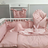 Aparatoare pentru patut, MimiNu, Tip rulou, Cu husa detasabila, Lungime 180 cm, Din bumbac certificat Oeko Tex Standard 100, Colectia Royal, Powder Pink