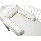 Aparatoare pentru patut, MimiNu, Tip rulou, Cu husa detasabila, Lungime 180 cm, Din bumbac certificat Oeko Tex Standard 100, Sweet Deer Pink
