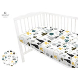Cearceaf cu elastic, MimiNu, Pentru patut 140X70 cm, Din bumbac certificat Oeko Tex Standard 100, Childrens Journey Grey