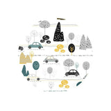 Cearceaf cu elastic, MimiNu, Pentru pat 160x80 cm, Din bumbac certificat Oeko Tex Standard 100, Childrens Journey Grey