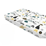 Cearceaf cu elastic, MimiNu, Pentru pat 160x80 cm, Din bumbac certificat Oeko Tex Standard 100, Childrens Journey Grey