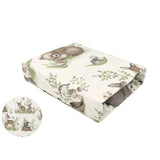 Cearceaf cu elastic, MimiNu, Pentru pat 160x80 cm, Din bumbac certificat Oeko Tex Standard 100, Design, Calm Forest Natural
