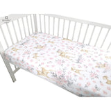 Cearceaf cu elastic, MimiNu, Pentru patut leagan sau patut co-sleeper, Dimensiune 90x40 cm, Din bumbac certificat Oeko Tex Standard 100, Sweet Deer Pink