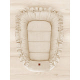 Cosulet bebelus, MimiNu, Pentru dormit, Baby Nest 55 x 75 cm, Cu Volanase, Din catifea, Nugat