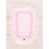 Cosulet bebelus, MimiNu, Pentru dormit, Baby Nest 55 x 75 cm, Cu Volanase, Din catifea, Pink