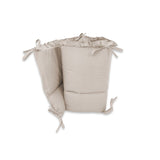 Lenjerie patut cu 3 piese, MimiNu, Pentru patut 120x60 cm, Cu volanase, Cu protectie laterala, Din bumbac certificat Oeko Tex Standard 100, Colectia Royal, Beige