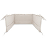 Lenjerie patut cu 4 piese, MimiNu, Pentru patut 120x60 cm, Cu doua protectii laterale, Cu volanase, Din bumbac certificat Oeko Tex Standard 100, Colectia Royal, Beige