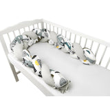 Protectie laterala, MimiNu, Pentru patut bebe, Tip Bumper impletit, Din bumbac, Din materiale certificate Oeko Tex Standard 100, Lungime 220 cm, Childrens Journey Grey